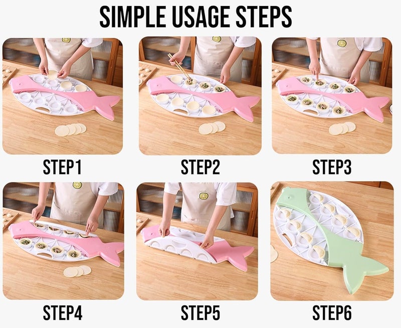 Toriox 8 in 1 Dumpling Wrapper Mould Machine Tool Fish Shape Dumpling Maker Press Dumpling Skin Maker Molds Gujiya Maker for Home Kitchen Accessories - Image 2