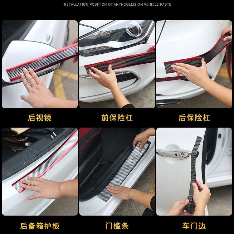 Car Door Sill Strip Carbon Fiber Bumper Anti-Collision Strip Anti-Step Sticker Universal Body Film Decorative Strip Anti-Scratch - Image 5