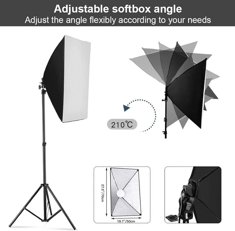 TDOO Softbox Photography Lighting Kit, Professional Photo Studio Lighting with 2x20x27.5in Soft Box | 2X 380W 3000-7000K E27 LED Bulb,Continuous Lighting Kit for Video Recording, Portraits Shooting - Image 4