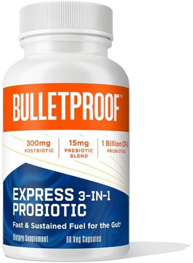 Bulletproof Bulletproof Express 3-in-1 Probiotic, 90 Count, Supplement for Fast and Sustained Gut Health  - Image 1