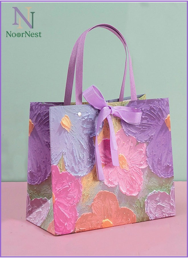 bbet Gift Paper Bag Gift Bags for Birthday,Oil Painting Style Gift Bag, Birthday Bag Gift Box, Envelope Packaging Bag, Creative Paper Gift Bag, Holiday Gift Box, Gift Bag（25*22*12CM）  - Image 1