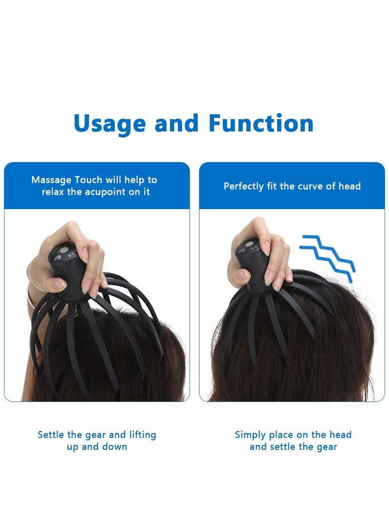 الكهربائية الأخطبوط مخلب رئيس مدلك فروة الرأس العلاجية هرش تخفيف الإجهاد والتعب الاهتزاز بلوتوث تحفيز الشعر - Image 4