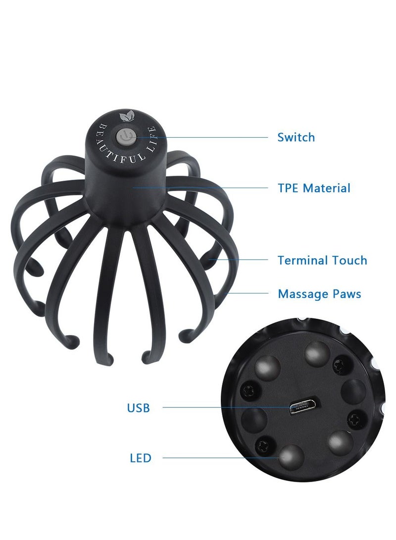 الكهربائية الأخطبوط مخلب رئيس مدلك فروة الرأس العلاجية هرش تخفيف الإجهاد والتعب الاهتزاز بلوتوث تحفيز الشعر - Image 2