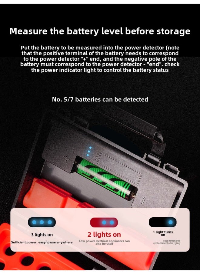 Liying Jia D750 Large Capacity Battery Box No.5 No.7 18650 Battery Storage Box Power Detection Memory Card Package-Color:D750a (installed With 35 Aa Batteries + 6sd)
