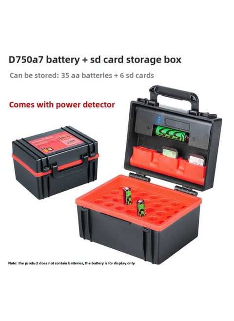 Liying Jia D750 Large Capacity Battery Box No.5 No.7 18650 Battery Storage Box Power Detection Memory Card Package-Color:D750a (installed With 35 Aa Batteries + 6sd)