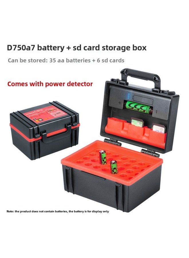 Liying Jia D750 Large Capacity Battery Box No.5 No.7 18650 Battery Storage Box Power Detection Memory Card Package-Color:D750a (installed With 35 Aa Batteries + 6sd)