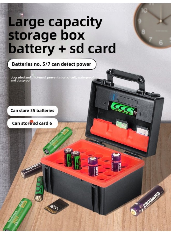 Liying Jia D750 Large Capacity Battery Box No.5 No.7 18650 Battery Storage Box Power Detection Memory Card Package-Color:D750a (installed With 35 Aa Batteries + 6sd)