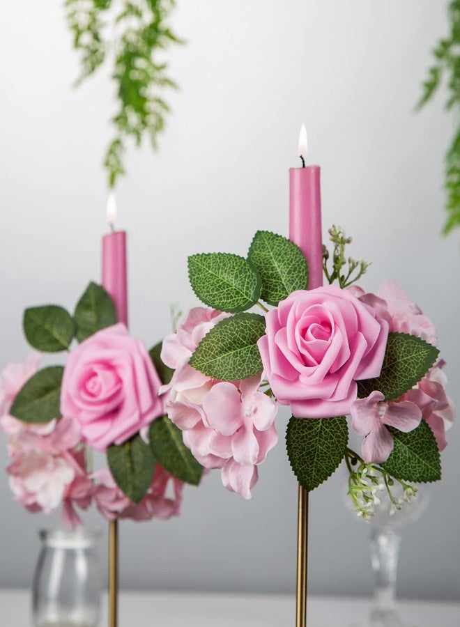 DuHouse 25Pcs Artificial Roses Flowers Fake Roses with Stems Real Touch Foam Flowers for DIY Wedding Bouquet Baby Shower Centerpiece Floral Arrangement Party Home Decor(Pink) - Image 2