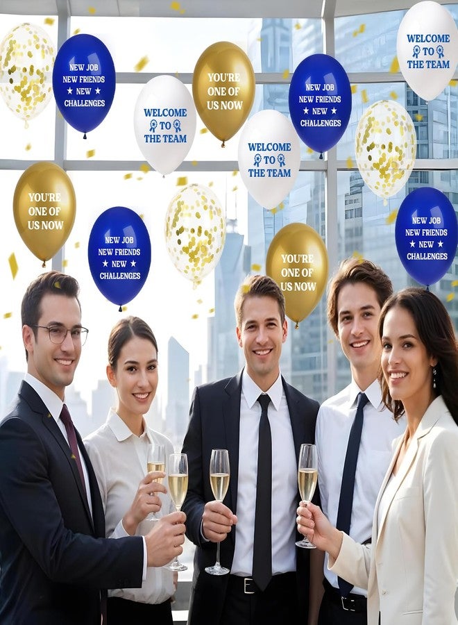 يومايها ٤٠ قطعة من زينة الترحيب بالفريق، بالونات ترحيب بالفريق باللونين الأزرق والذهبي، هدايا ترحيب بالموظفين الجدد، لوازم حفلات المكتب - Image 3