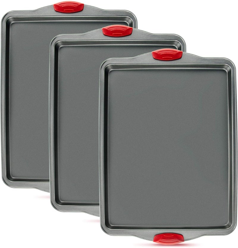 Boxiki Kitchen Premium Nonstick Baking Sheet Pans – Set of 3, Heavy-Gauge Carbon Steel, Warp, Dent, and Rust-Resistant – Gourmet Rimmed Half Cookie Sheet Trays, Non-Toxic for Exceptional Baking Performance - Image 1