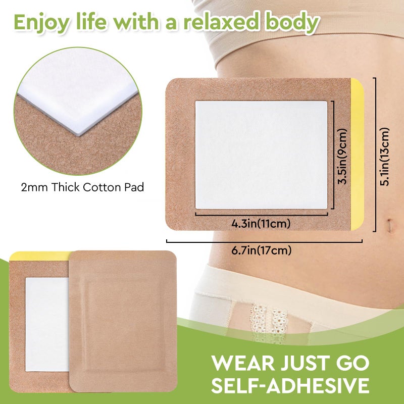 STFOCE 20pcs Castor Oil Pack Wrap, Portable Self-Adhesive, Disposable Castor Oil Pack Organic Cotton for Stomach, Liver, Belly & Entire Body, No Leaks, No Irritation, Stick Overnight (Kahaki) - Image 5