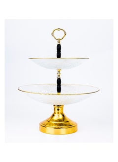 Cuisine Art ELENOR Capira 2 Tier Bowl Serving Set Transparent and Gold Rim with Foot 21cm - 31cm  - Image 2