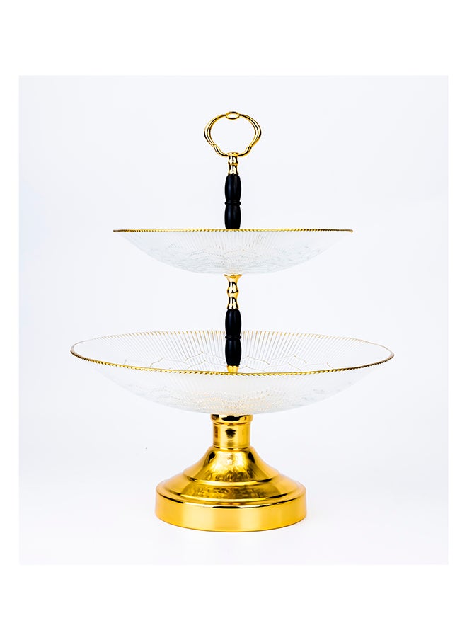 Cuisine Art ELENOR Capira 2 Tier Bowl Serving Set Transparent and Gold Rim with Foot 21cm - 31cm  - Image 2