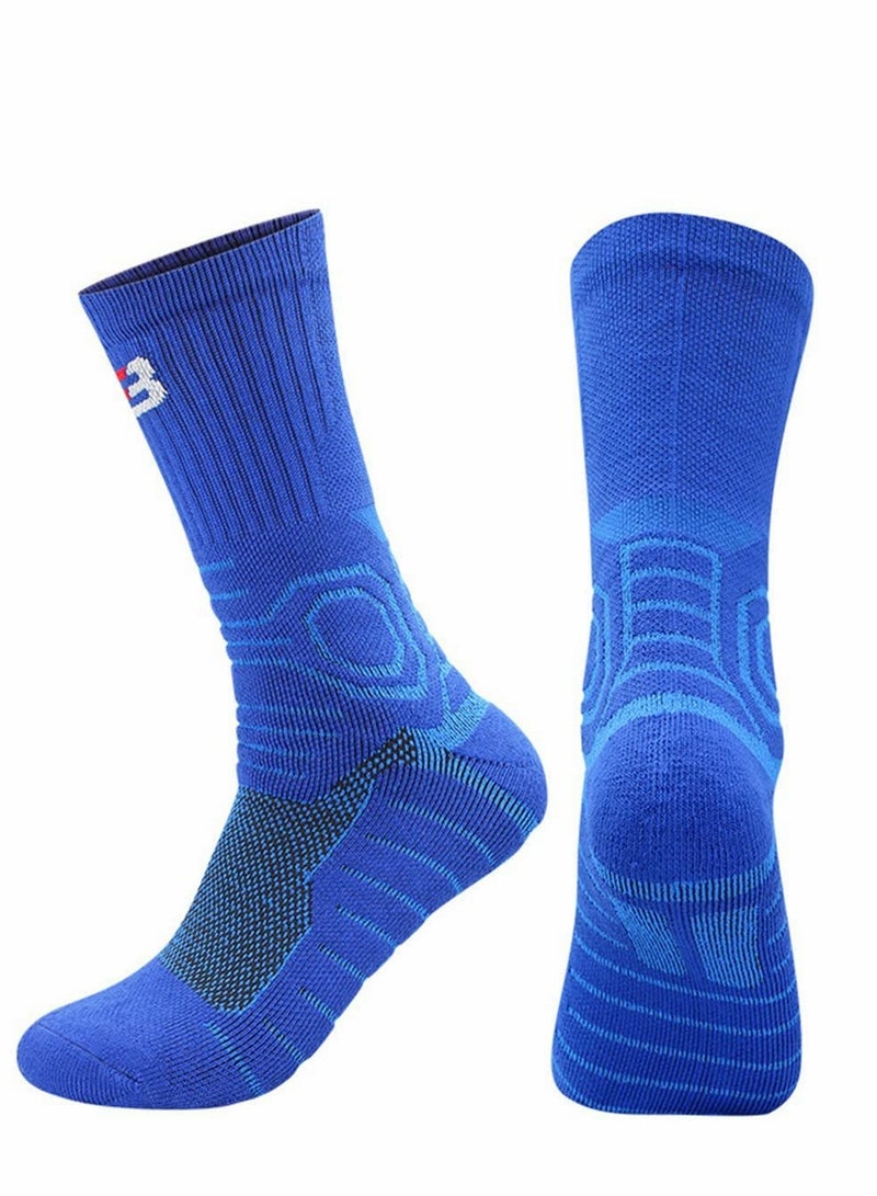 Mens Athletic Socks, Elite Basketball Socks-Performance Thick Cushioned Sport Training Running Compression Crew Sock, 5 Pairs