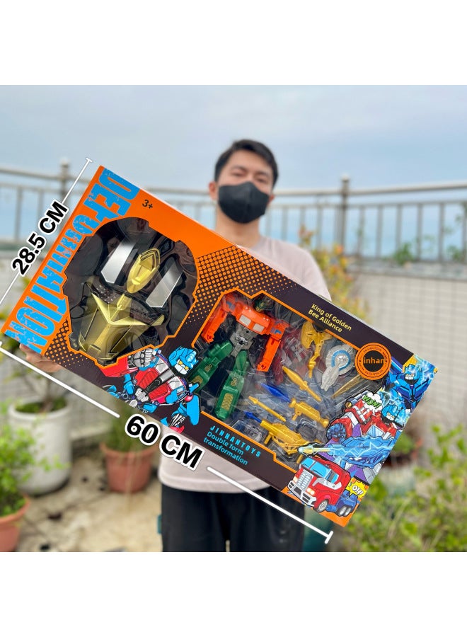 Deformation Toy Robot Car King Kong Wasp Optimus Warrior Hand Robot Boy Model Toy-Color:688-11 Mask King Jin Feng Set  Oversized Gift Box - Image 1