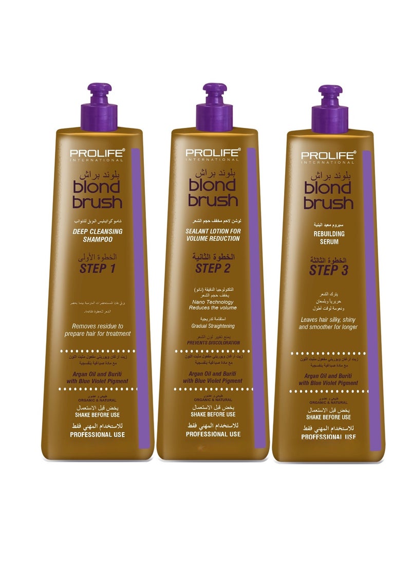 PROLIFE INTERNATIONAL Blond Brush Keratin for Straightening Very Rough and Hard Hair by using Nano Technology | Prevent Color Changing | Rich of Argan and Buriti | oil No Bad smell or Eye Irritation Registered in Dubai Municipality  - Image 1