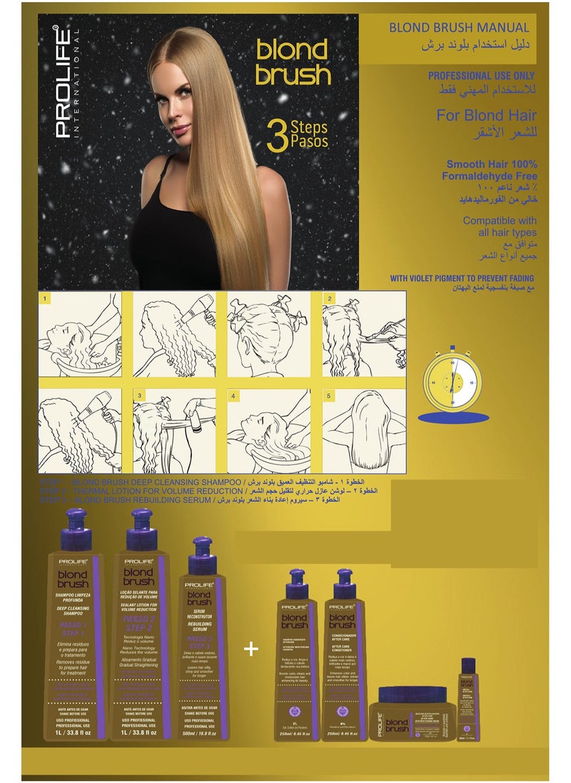 PROLIFE INTERNATIONAL Blond Brush Keratin for Straightening Very Rough and Hard Hair by using Nano Technology | Prevent Color Changing | Rich of Argan and Buriti | oil No Bad smell or Eye Irritation Registered in Dubai Municipality  - Image 2