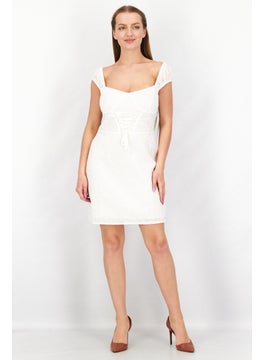 NA-KD Women Eyelet Mini Dress, White  - Image 3