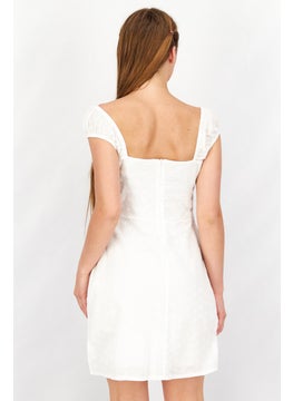 NA-KD Women Eyelet Mini Dress, White  - Image 4