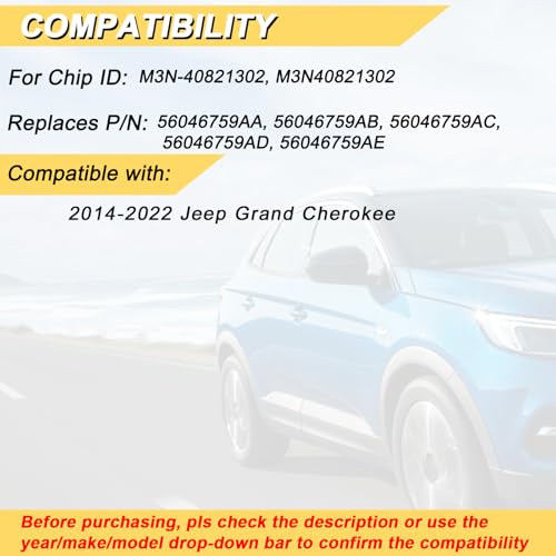 Vurkcy 5Button Key Fob Replacement for 20142022 Jeep Grand Cherokee 433 MHz Plastic Metal 2Pcs - Image 3