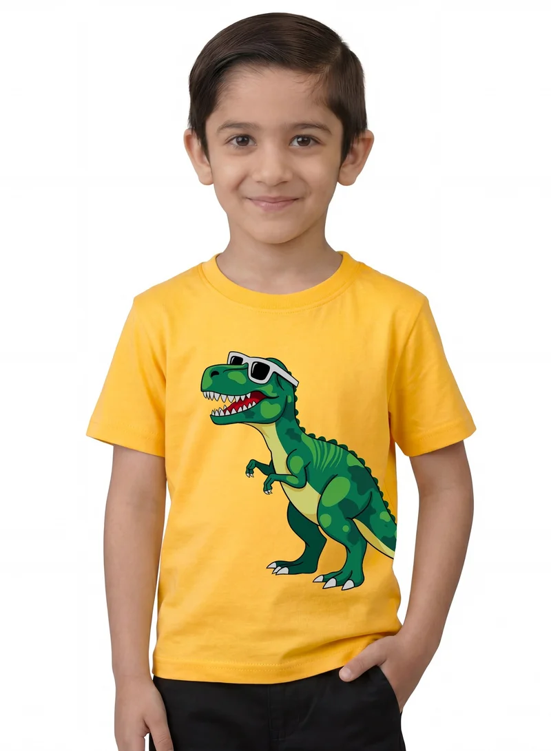 Funkaar Funkaar Unisex Kids Yellow Dinosaur T-Shirt