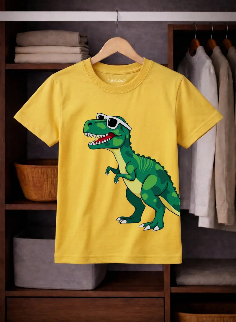 Funkaar yellow Funkaar Unisex Kids Yellow Dinosaur T-Shirt  | Best Price UAE