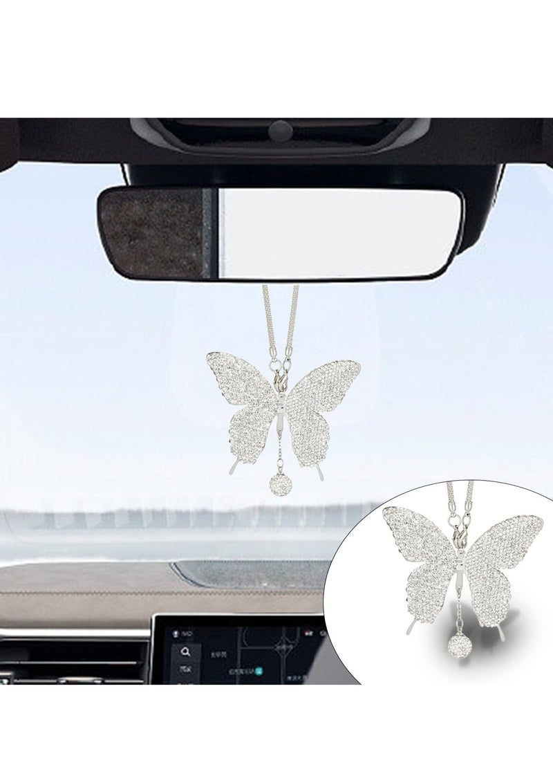 GUDOO - Crystal Car Rear View Mirror Charms Car Decorative Accessories for Women Bling Butterfly Diamond Car Hanging Accessories Lucky Gifts Hanging Ornament Pendant Decor for All Cars - Image 1