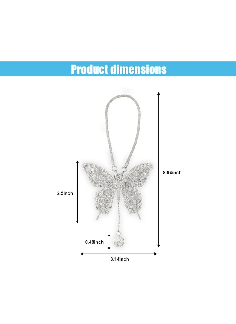 GUDOO - Crystal Car Rear View Mirror Charms Car Decorative Accessories for Women Bling Butterfly Diamond Car Hanging Accessories Lucky Gifts Hanging Ornament Pendant Decor for All Cars - Image 1