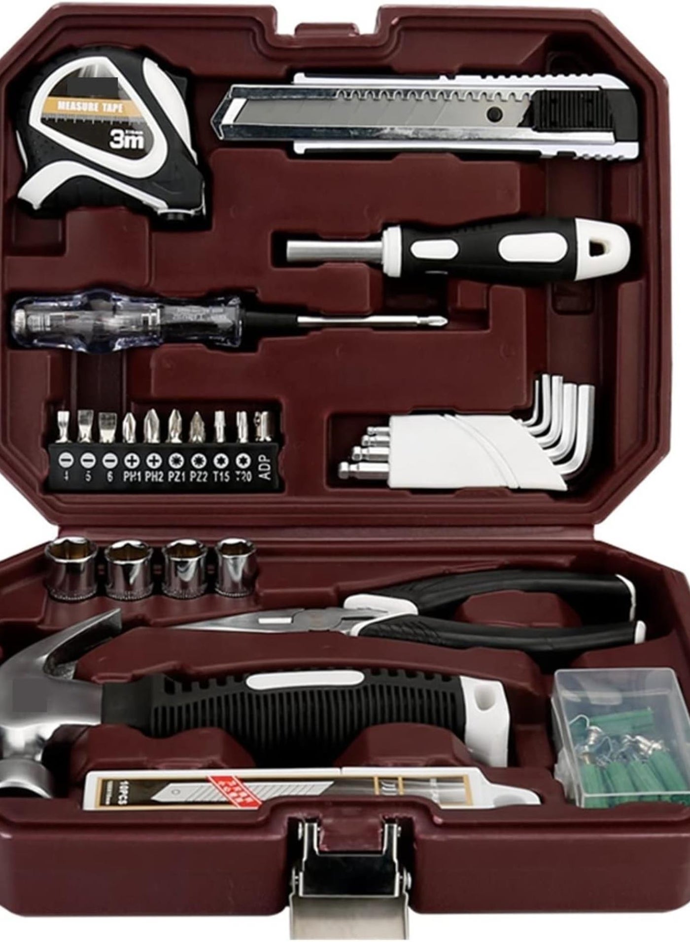 Tool Box 10Pcs/28Pcs Mechanical Workshop Tools Set Home Repair Multi-tool Hand Tool Boxes Hardware Combination Kits for Metal Woodworking (Color : NRD105066 28Pcs) (Nrd105066 28pcs