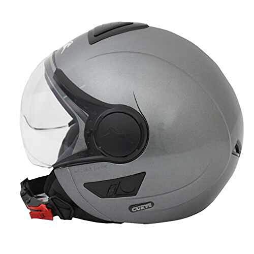 TVS Half Face ISI DOT Certified Motorbike Helmet, Grey | Size: L - Image 1