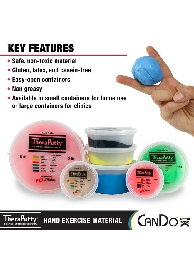 كاندو معجون تمارين اليد القياسي ثيرابوتي من كاندو، 4 أونصات، أزرق، قوي، لإعادة التأهيل، والتمارين، وعلاج اليد، وتقوية العضلات، والمهارات الحركية، وتخفيف التوتر - Image 5