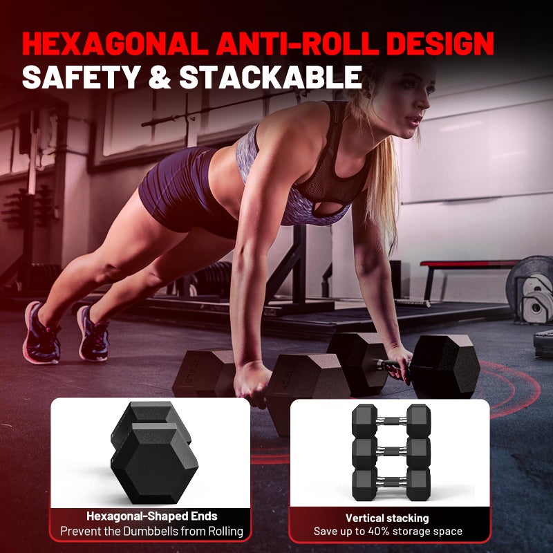 PAPABABE Hex Dumbbell Set of 2, 8 lb dumbbells pair, 8 Pound Weight Dumbbells for Women & Men, Hand Weights for Strength Training, Free Weights,pesas para ejercicios (8 Pair) - Image 4