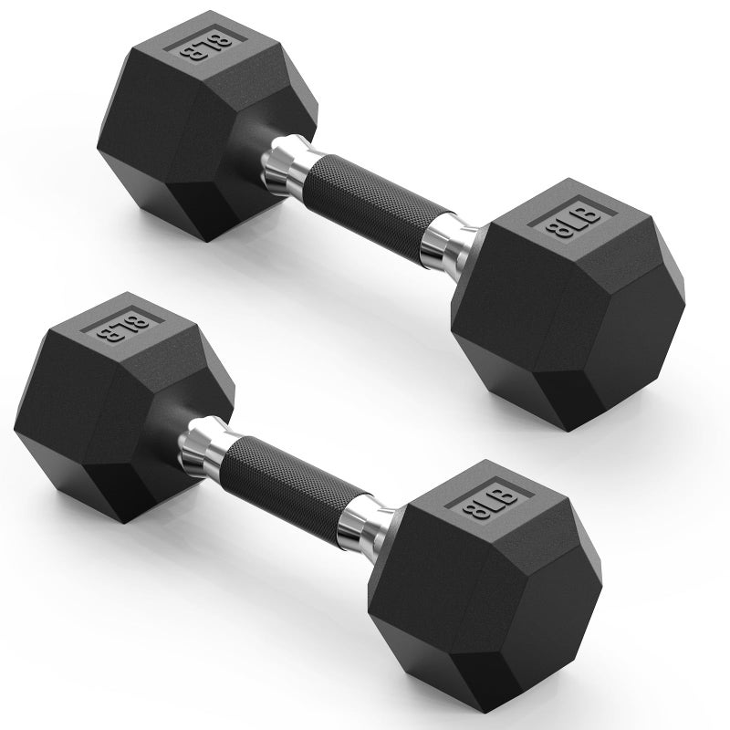 PAPABABE Hex Dumbbell Set of 2, 8 lb dumbbells pair, 8 Pound Weight Dumbbells for Women & Men, Hand Weights for Strength Training, Free Weights,pesas para ejercicios (8 Pair) - Image 1