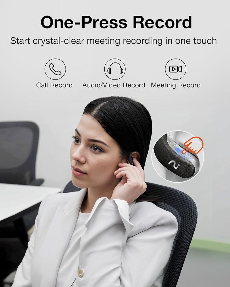 Viaim OpenNote AI Recorder – Open Ear Earbuds with FlashRecord, Call Recording, Real-Time Transcription, Translation, AI Assistant, for Students, Professionals & Interview Recording, Black - Image 2