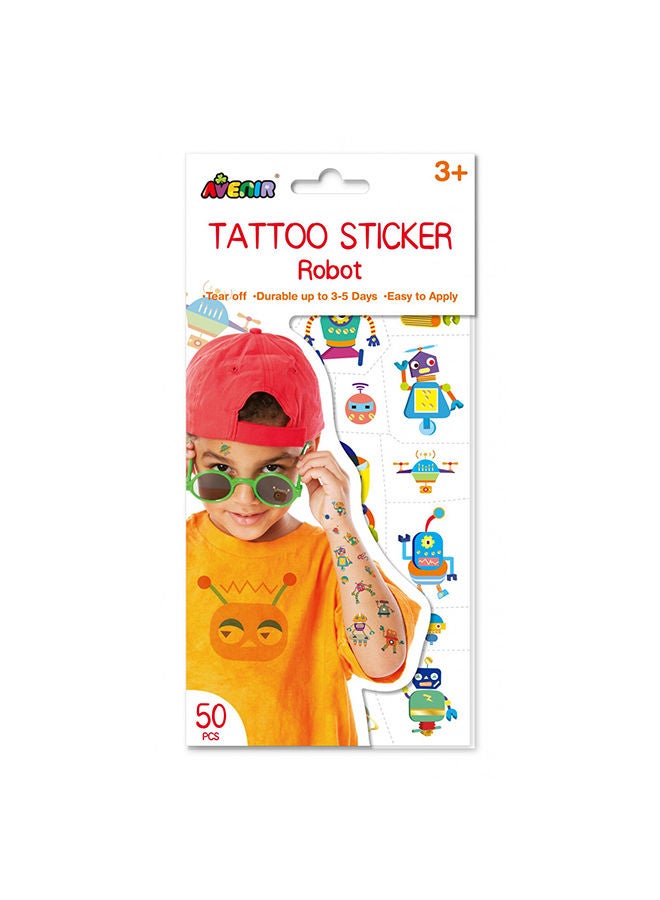 Avenir Tattoo Sticker Robot 50pc Set of Temporary Tattoos High-quality Water-based Ink Safe and Easy to Apply and Remove Lasts 3-5 Days for Kids 3+ - Image 1