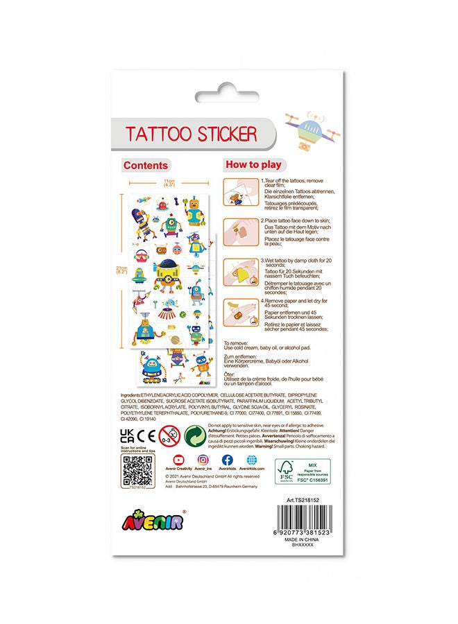 Avenir Tattoo Sticker Robot 50pc Set of Temporary Tattoos High-quality Water-based Ink Safe and Easy to Apply and Remove Lasts 3-5 Days for Kids 3+ - Image 5