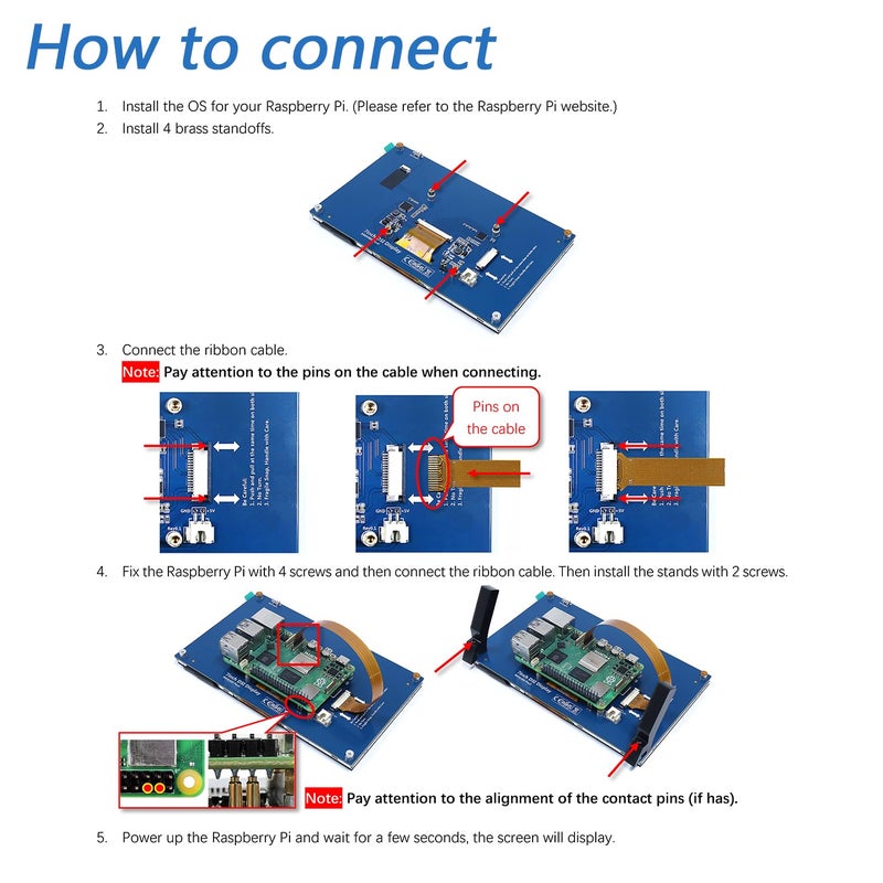 FREENOVE 5 Inch Touchscreen Monitor for Raspberry Pi 5 4 B 3 B+ A+, 800x480 Pixel IPS Display, 5-Point Touch Capacitive Screen, Driver-Free MIPI DSI Port - Image 5