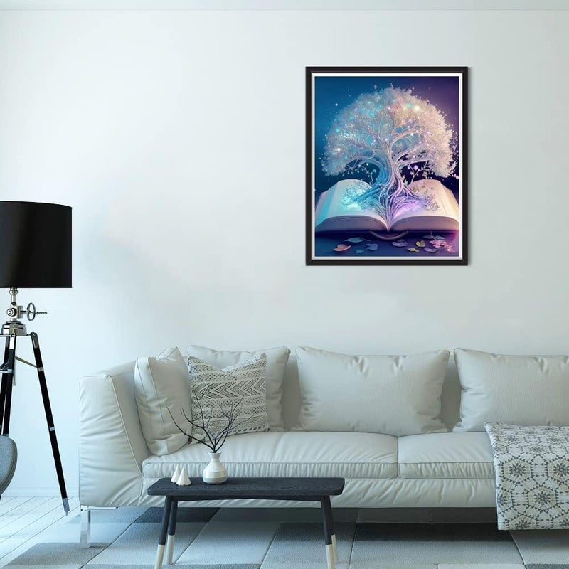 DS ENTERPRISE DIY 5D Diamond Painting by Number Kits Drill Cross Stitch Crystal Rhinestone Embroidery Paint with Diamonds White Tree of Life Diamond Painting Art Kits for Home Wall Decoration Gifts Arts and Crafts - Image 2