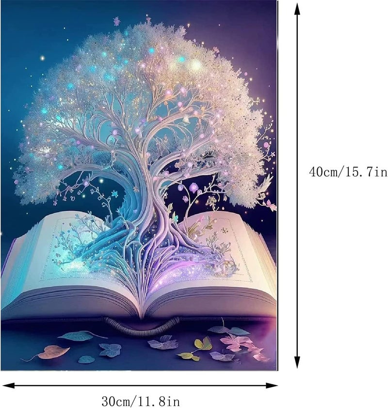 DS ENTERPRISE DIY 5D Diamond Painting by Number Kits Drill Cross Stitch Crystal Rhinestone Embroidery Paint with Diamonds White Tree of Life Diamond Painting Art Kits for Home Wall Decoration Gifts Arts and Crafts - Image 3