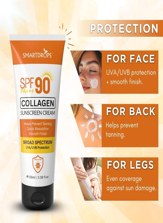Smartdrops SPF 90 Collagen Sun Cream Broad Spectrum Face & Body Sunscreen Smooth Daily Use Routine | 100ml (Pack 2) - Image 4