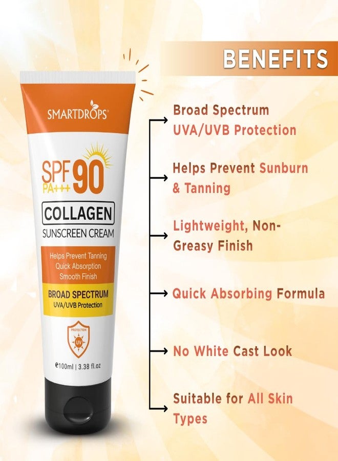 Smartdrops SPF 90 Collagen Sun Cream Broad Spectrum Face & Body Sunscreen Smooth Daily Use Routine | 100ml (Pack 2) - Image 3