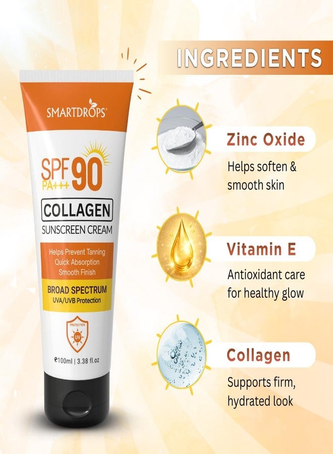 Smartdrops SPF 90 Collagen Sun Cream Broad Spectrum Face & Body Sunscreen Smooth Daily Use Routine | 100ml (Pack 2) - Image 2