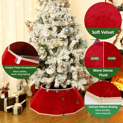 Blissun Christmas Tree Collar, Velvet Foldable Christmas Tree Ring, Christmas Tree Skirt for Artificial Christmas Trees Decoration - Image 3