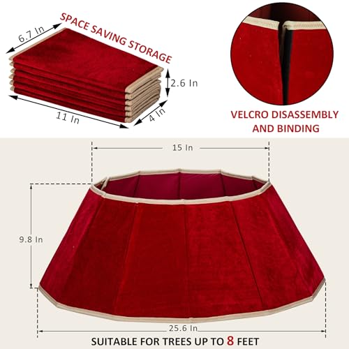 Blissun Christmas Tree Collar, Velvet Foldable Christmas Tree Ring, Christmas Tree Skirt for Artificial Christmas Trees Decoration - Image 2