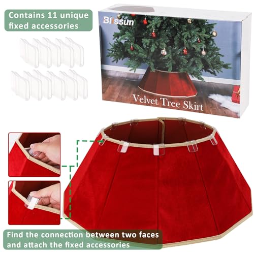 Blissun Christmas Tree Collar, Velvet Foldable Christmas Tree Ring, Christmas Tree Skirt for Artificial Christmas Trees Decoration - Image 4