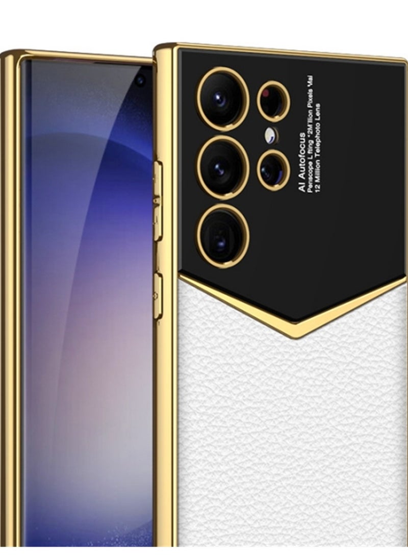 Samsung carbon fiber mobile phone case high-grade plain leather protective cover electroplated anti-fall case suitable for Samsung S24 Ultra/S24 Plus/S24 - Image 4
