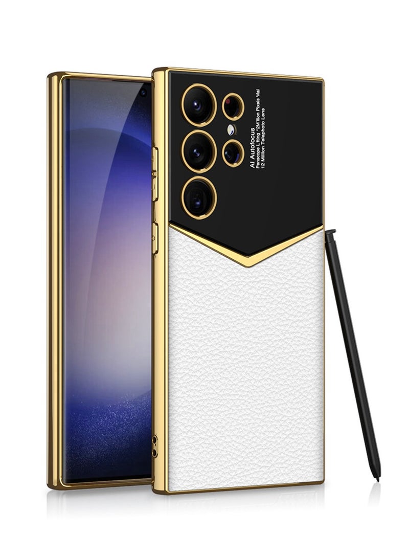 Samsung carbon fiber mobile phone case high-grade plain leather protective cover electroplated anti-fall case suitable for Samsung S24 Ultra/S24 Plus/S24 - Image 1
