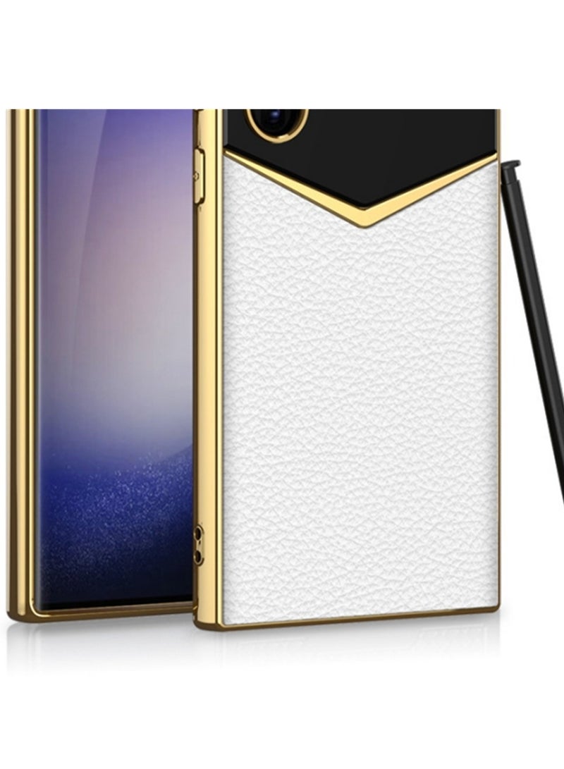 Samsung carbon fiber mobile phone case high-grade plain leather protective cover electroplated anti-fall case suitable for Samsung S24 Ultra/S24 Plus/S24 - Image 5