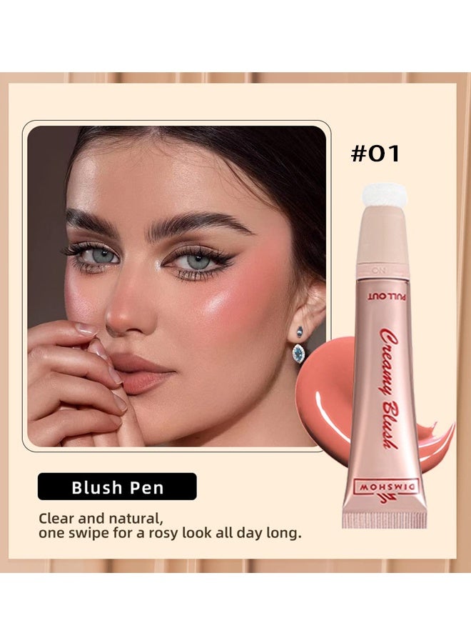 DIMSHOW Creamy Blush Beauty Wand, Contour Stick With Soft Cushion Applicator - Natural Smooth Creamy Highlight Matte for Cheeks #01 - Image 2