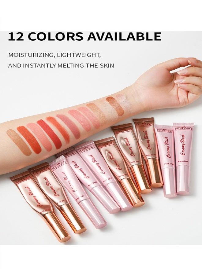 DIMSHOW Creamy Blush Beauty Wand, Contour Stick With Soft Cushion Applicator - Natural Smooth Creamy Highlight Matte for Cheeks #01 - Image 3